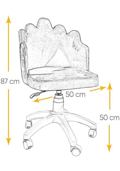 Pier Beyaz Ayaklı Çalışma Sandalyesi Çocuk Bilgisayar Sandalyesi (Ayarlanabilir)