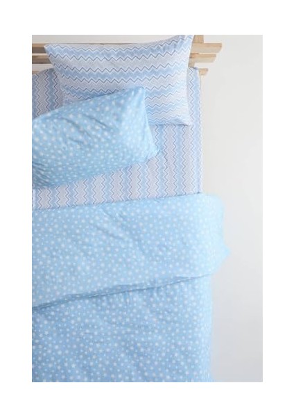 Favora Star Lastikli Çarşaflı Pamuklu Tek Kişilik Nevresim Takımı - Mavi FVORANM1324 modelleri