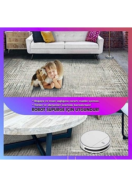 Dizayn Devon Desenli Pamuk Tabanlı Yıkanabilen Kaydırmaz Antibakteriyel Salon Halısı 80X150 fiyatları