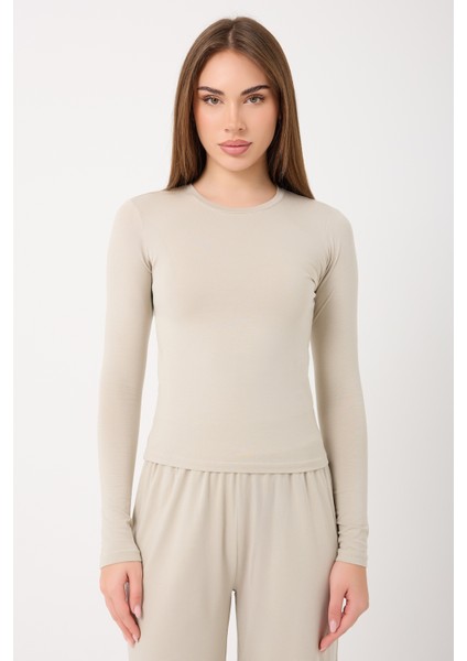 Ultra Soft Penye Modal Yuvarlak Yaka Bluz