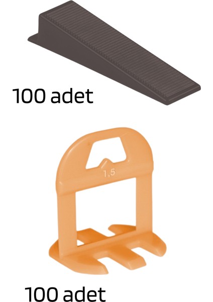 Seramik Seviye Tespit Derz Artı Takoz SET(100 Seviye 1.5 Mm, 100 S.takoz)