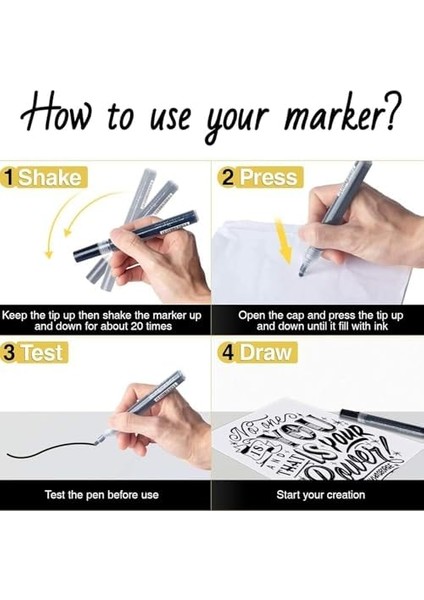 Siyah Beyaz Boya Kalemleri, 6&apos;lı Paket Akrilik Siyah Beyaz Kalıcı Işaretleyiciler, Taş, Ahşap, Metal, Seramik, Cam, Graffiti, Kağıt ve Çizim Için Akrilik Boya Kalemleri modelleri