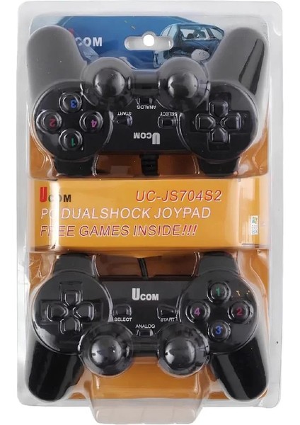Ucom Kablolu 2'li Pc Gamepad – Çift Titreşimli Joystick, Ergonomik 3D Tasarım, USB Bağlantı, Windows & Steam Uyumlu