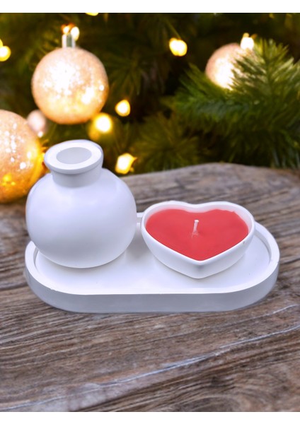 Dekoratif Sunumluk %100 Doğal Soya Mum Seti Özel Tasarım Kalp, Vazo ve Kabartmalı Sunumluk | Ev Dekorasyonu, Hediyelik ve Aromaterapi Için Zarif Seçenek fiyatları