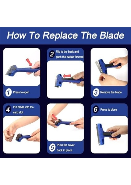 Ilet Kazıyıcı, 10 cm Uzunluğunda 10 Ekstra Metal Bıçaklı, Yapıştırıcı, Boya, Sızdırmazlık Malzemesi ve Çıkartma Temizleme Için, Cam,, Zemin Temizliğinde Kullanım modelleri