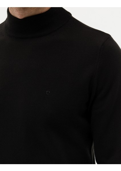 Erkek Siyah Slim Fit Yarım Balıkçı Yaka Basic Triko Kazak 50276161-VR046