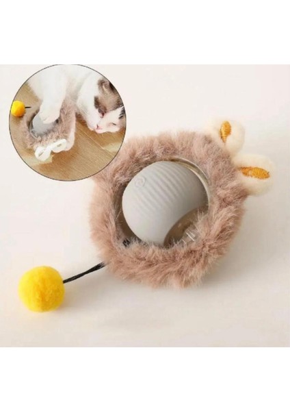 Otomatik Hareketli ve LED Işıklı Top - Tavşan Kulaklı Kedi Oyuncağı