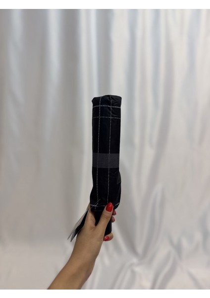 Siyah 8 Telli Tam Otomatik Rüzgara Dayanıklı Ekose Desenli Şemsiye fırsatları