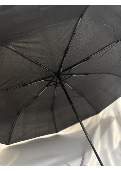 Siyah 8 Telli Tam Otomatik Rüzgara Dayanıklı Ekose Desenli Şemsiye