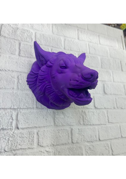 Mor Renk 3D Kurt Başı Duvar Dekoru Asılabilir Maskot Heykel 25X19 cm - BI001V-4YVP38 fiyatları
