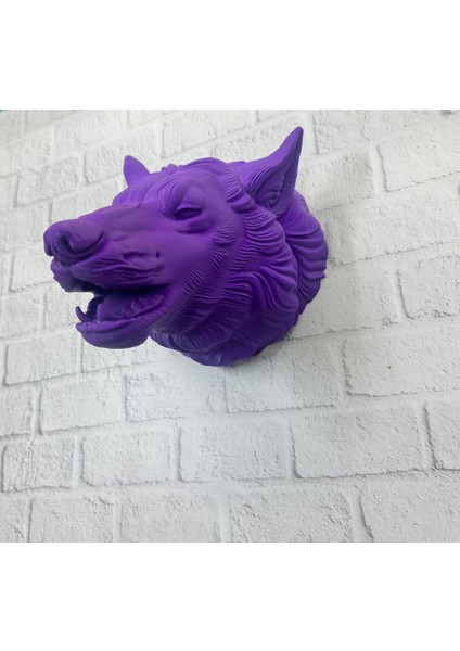 Mor Renk 3D Kurt Başı Duvar Dekoru Asılabilir Maskot Heykel 25X19 cm - BI001V-4YVP38 fırsatları