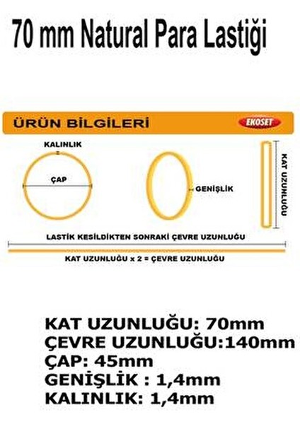 5'li Paket Para Lastiği 5 x 500 gr 70 mm Uzunluk 45 mm Çap Sağlam ve Esnek
