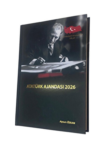 2026 Atatürk Ajandası Isme Özel 1 Adet Sert Kapak Şık Siyah Tasarım