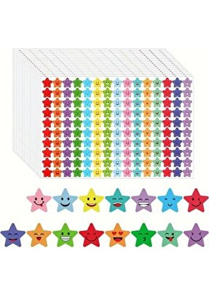 Selection Renkli Yıldız Sticker Çıkarma Seti 600 Adet 4 Sayfa Öğrenci Hediyesi