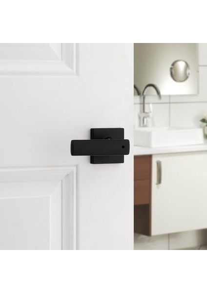 Breton Iç Mekan Gizlilik Kapı Kolu Kilitli 4&apos;lü Paket, Banyo ve Yatak Odası Için Kapı Kolu, Mat Siyah Ters Çevrilebilir Anahtarsız Dönüş Kilidi, Mikroban Korumalı