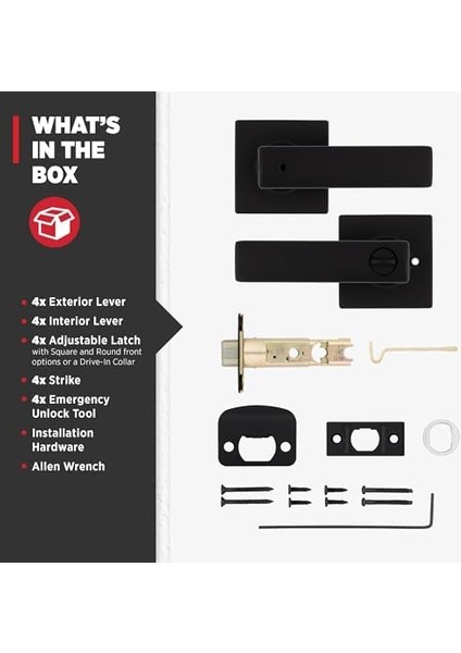 Breton Iç Mekan Gizlilik Kapı Kolu Kilitli 4&apos;lü Paket, Banyo ve Yatak Odası Için Kapı Kolu, Mat Siyah Ters Çevrilebilir Anahtarsız Dönüş Kilidi, Mikroban Korumalı modelleri