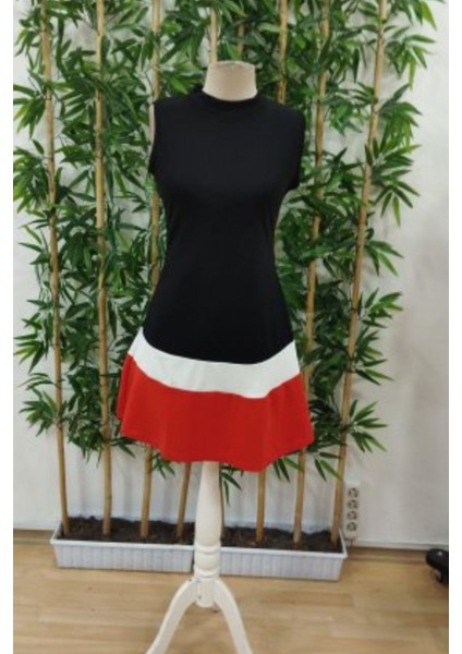 Kolsuz Balıkçı Yaka Şerit Detaylı Krep Elbise - Turuncu fırsatları