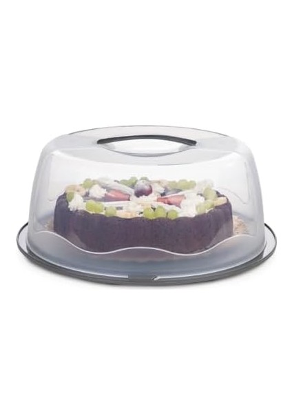Geçmeli Kilitli, Kapaklı ve Kulplu Yaş Pasta, Kek Taşıyıcı, Mutfak Saklama Için Yuvarlak, Bpa Içermeyen Kek Fanusu, Börek, Çörek Saklama Kabı,, Turta Taşıma Kutusu (1, Gri, 12×28)