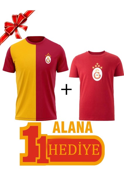 Orijinal Parçalı Sarı Kırmızı T-Shirt 5 Yıldız Kırmızı T-Shirt Hediyeli