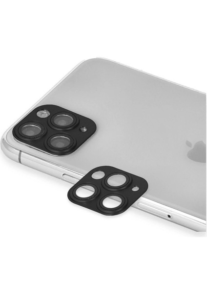 iPhone 11 Pro Max Pers Alüminyum Kamera Lens - SIYAH-(5796) - ME001W-512KP2