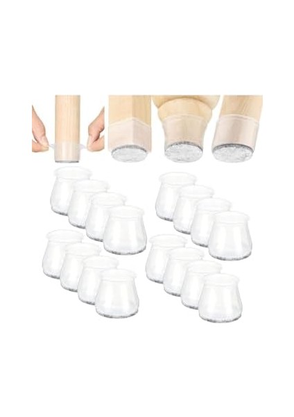 24 Adet Yarı Saydam (2cm–2,5cm) Beyaz Silikon Keçeli Ayağı Koruyucu Pabuç Seti modelleri