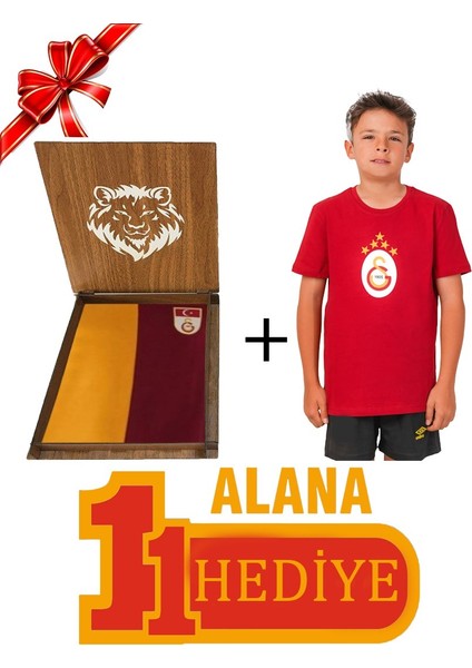 Orijinal Metin Oktay Çocuk T-Shirt Ahşap Kutulu 5 Yıldız Kırmızı Çocuk T-Shirt Hediyeli