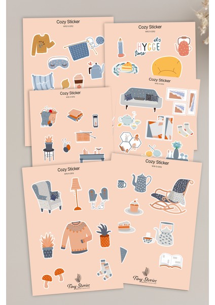 Cozy Temalı Sticker Seti - 6 Adet / Ajanda, Defter,bullet Journal,scrapbook