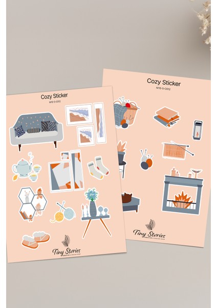 Cozy Temalı Sticker Seti - 6 Adet / Ajanda, Defter,bullet Journal,scrapbook modelleri