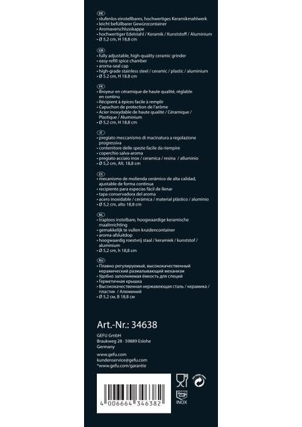 34623 Karabiber Değirmeni, Tuzluk X-Plosıon, Karabiber Için Baharat Değirmeni, Camdan, Seramik Öğütücü, Boş, Siyah/gümüş modelleri