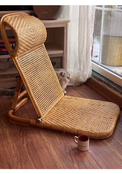 Rattan Yer Şezlongu Tatami Chair – Doğal El Işçiliği Katlanabilir Yer Koltuğu | Salon, Balkon, Teras Için Zemin Oturma Koltuğu modelleri