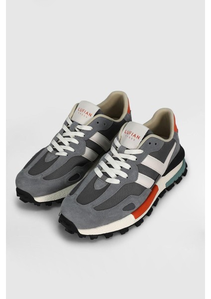 Auke Gri-Beyaz-Turuncu Erkek Hakiki Deri Spor Ayakkabı modelleri