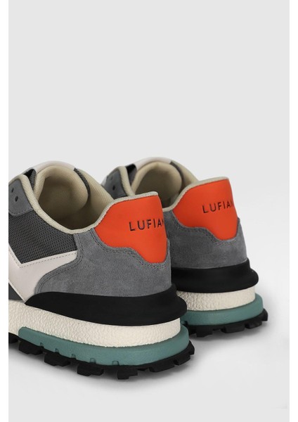 Auke Gri-Beyaz-Turuncu Erkek Hakiki Deri Spor Ayakkabı fırsatları