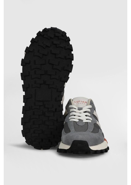 Auke Gri-Beyaz-Turuncu Erkek Hakiki Deri Spor Ayakkabı indirimleri