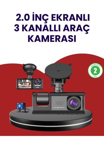 Üç Kameralı Araç Kamerası | Full Hd 1080P Ön + Hd Iç/arka - ME001W-51KHE6