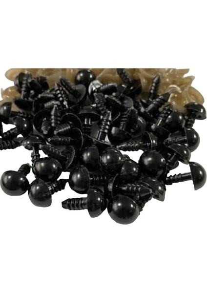 Saf Siyah 50 Çift 16 mm Kilitli Göz