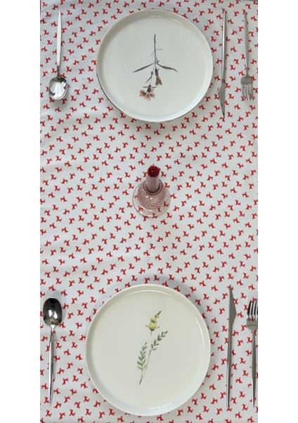 Geyik Desenli Runner Kırmızı-Beyaz 150CM/50CM fırsatları