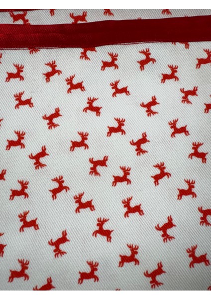 Geyik Desenli Runner Kırmızı-Beyaz 150CM/50CM indirimleri