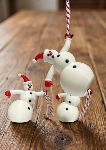 Neşeli Kardan Adam Ağaç Süsü - 3'lü Set modelleri