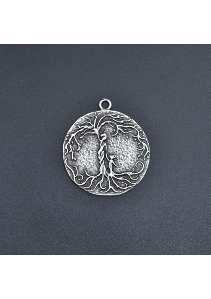 Anne Çocuk - Hayat Ağacı Gümüş Kaplama Kolye Ucu