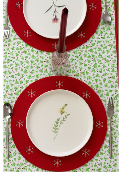 Çam Ağacı Desenli Runner Yeşil-Beyaz 150CM/50CM modelleri