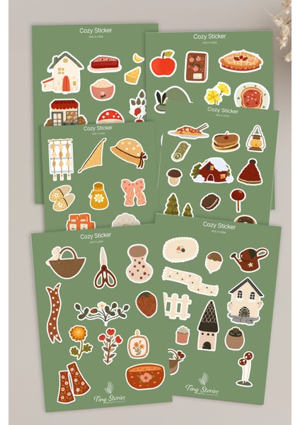 Cozy Temalı Sticker Seti - 6 Adet / Ajanda, Defter,bullet Journal,scrapbook