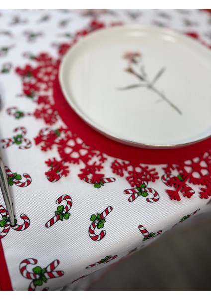 Şeker Desenli Runner Kırmızı-Beyaz 150CM/50CM fırsatları