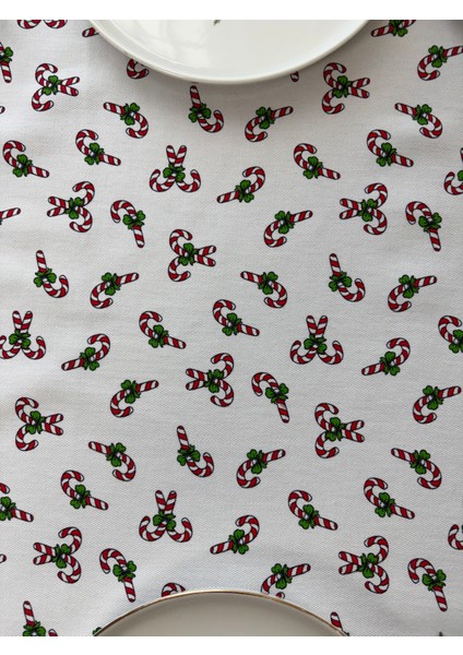 Şeker Desenli Runner Kırmızı-Beyaz 150CM/50CM