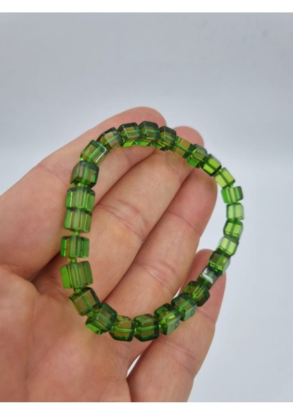 Yeşil Kehribar Küp Kesim Bileklik fiyatları