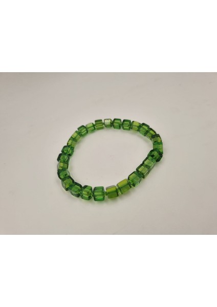 Yeşil Kehribar Küp Kesim Bileklik modelleri