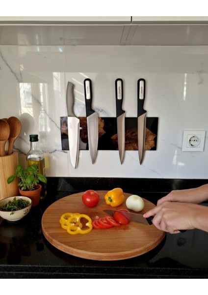 38 cm - Sanatsal Epoksi Mıknatıslı Bıçak Standı – Ahşap Detaylı, Modern Mutfaklara Özel - Epoksi Içinde Ahşap Tasarımlı Manyetik Bıçak Tutucu – Güçlü Mıknatıs, Duvar Tipi