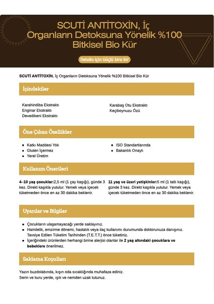 Antitoxin - Karaciğer ve Iç Organ Detoksuna Yönelik %100 Bitkisel Bio Kür fiyatları