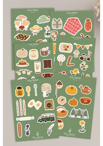 Cozy Temalı Sticker Seti - 6 Adet / Ajanda, Defter,bullet Journal,scrapbook