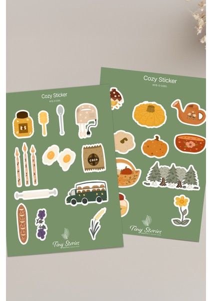 Cozy Temalı Sticker Seti - 6 Adet / Ajanda, Defter,bullet Journal,scrapbook modelleri