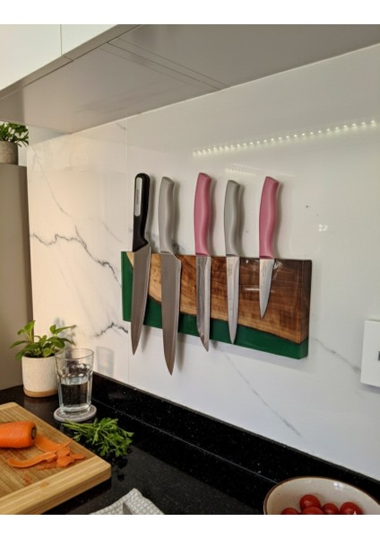 38 cm - Sanatsal Epoksi Mıknatıslı Bıçak Standı – Ahşap Detaylı, Modern Mutfaklara Özel - Epoksi Içinde Ahşap Tasarımlı Manyetik Bıçak Tutucu – Güçlü Mıknatıs, Duvar Tipi fırsatları